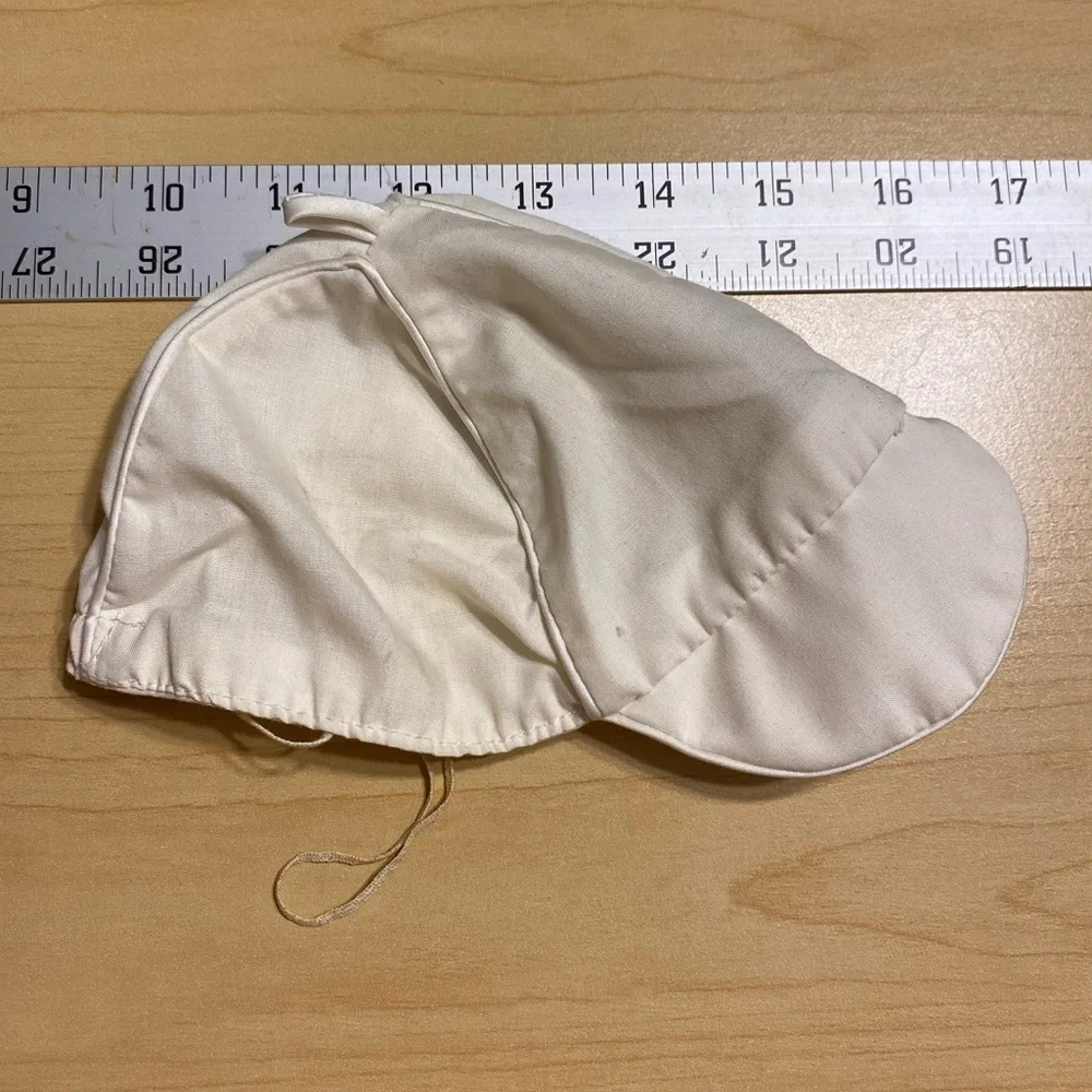 70s Newborn Baby Cap With Satin Trim Ivory Vintage 1977